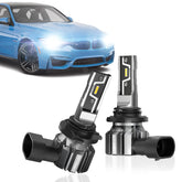 NOVSIGHT front view of two 9006 HB4 bulbs showing fit and design for easy install