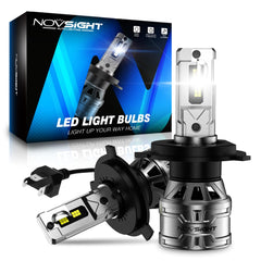 NOVSIGHT front view of H4/HB2/9003 bulbs showing fit and finish benefits