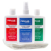 Novus front view of three bottles showing kit components and quick identification benefit