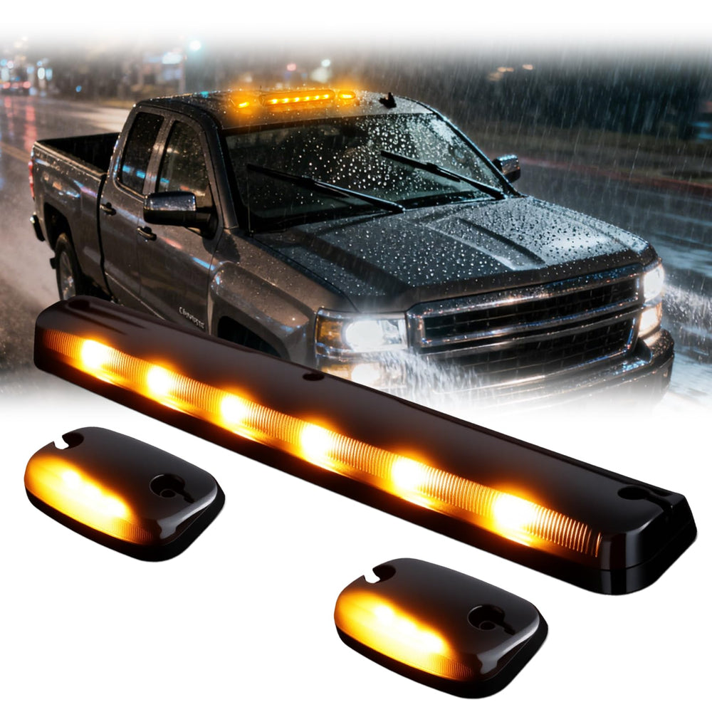 Nrgedzam front view amber cab lights showing clean replacement look and improved visibility