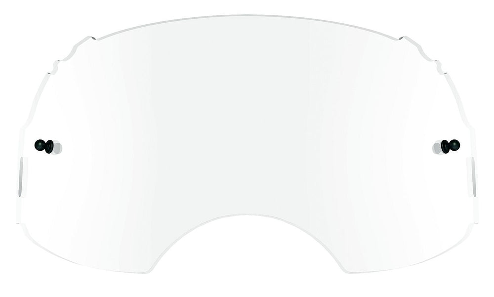Oakley Airbrake MX clear lens front view showing optical clarity and durable finish