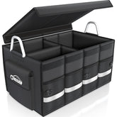 Oasser trunk organizer front view with hard lid showing sturdy protection