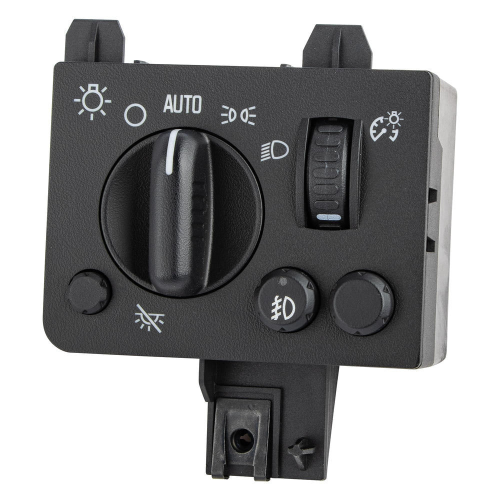 Obaee headlight switch front view showing ergonomic knob and labeled functions, improves control