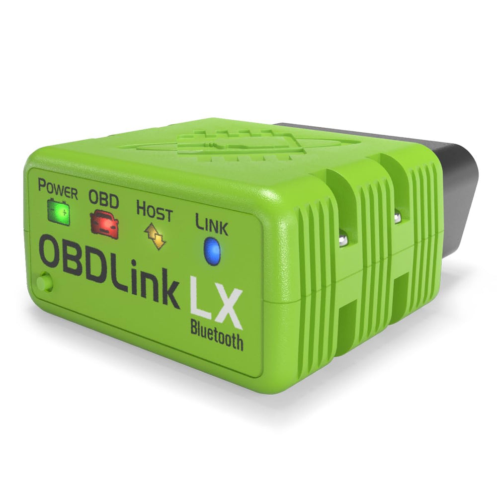 OBDLink LX front view showing compact adapter and brand, enabling quick diagnostics