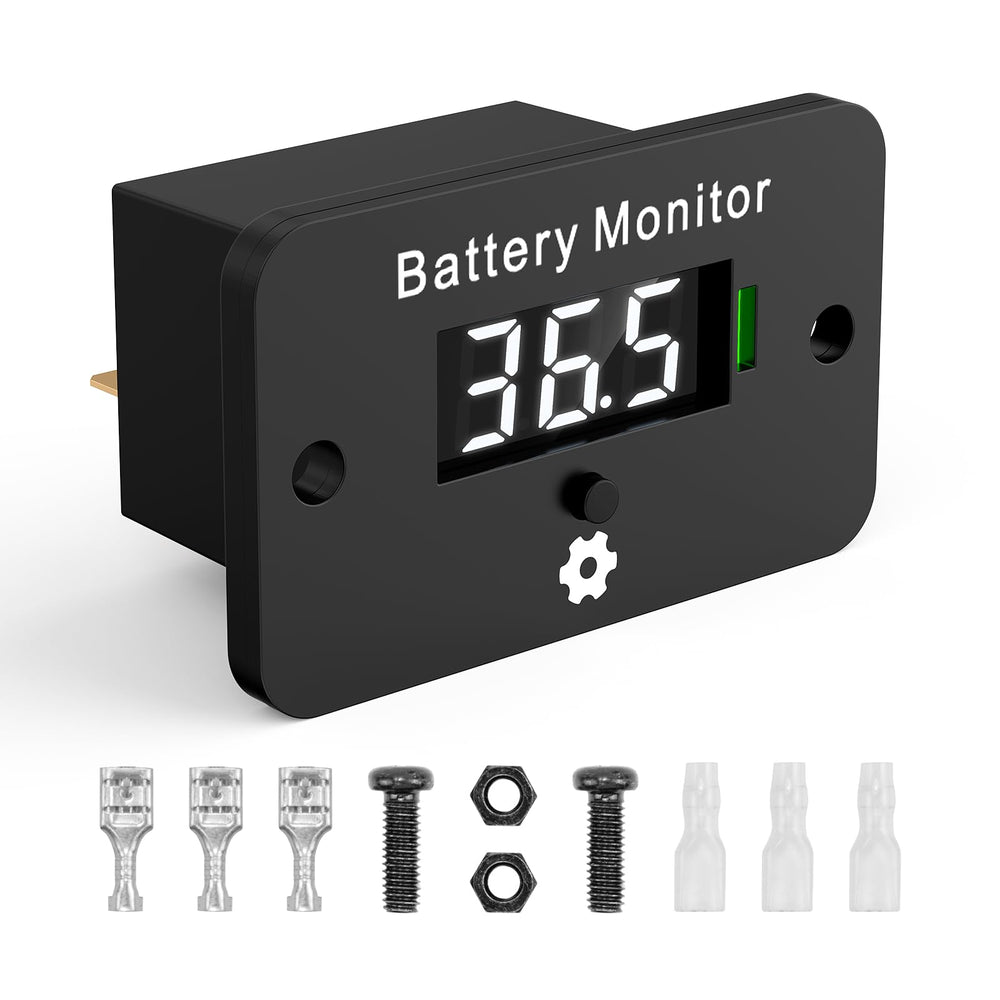 OBDResource front view digital battery meter showing clear voltage readout and easy monitoring