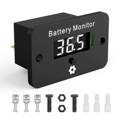 OBDResource front view digital battery meter showing clear voltage readout and easy monitoring