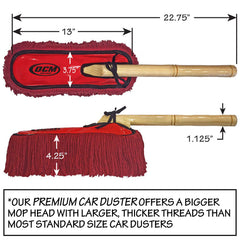 OCM Brand close-up of wax-infused cotton threads trapping dust gently from paint
