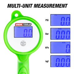 OEMTOOLS backlit LCD display clearly visible for easy reading in low light