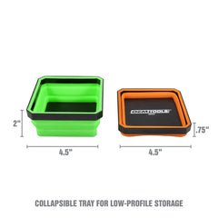 OEMTOOLS close-up of magnetic base securing tray to metal surface for stability