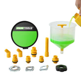 OEMTOOLS funnel kit front view showing all pieces and organized layout benefit tidy storage
