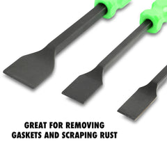 OEMTOOLS scrapers held in hand showing scale and ergonomic handling advantage