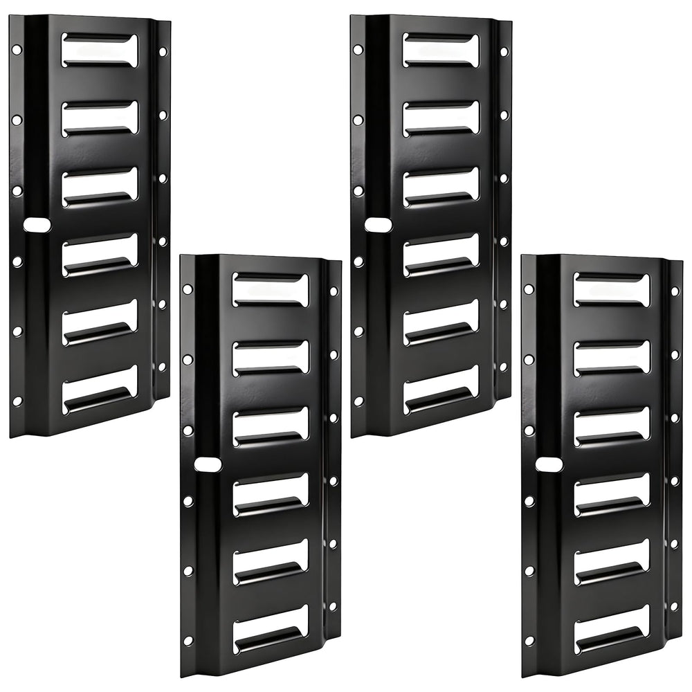 Okllen front view of four black 1-ft rails showing modular anchor points and finish