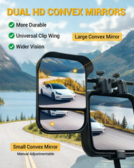 OlaVeg mirror installed on SUV demonstrating improved towing sightlines