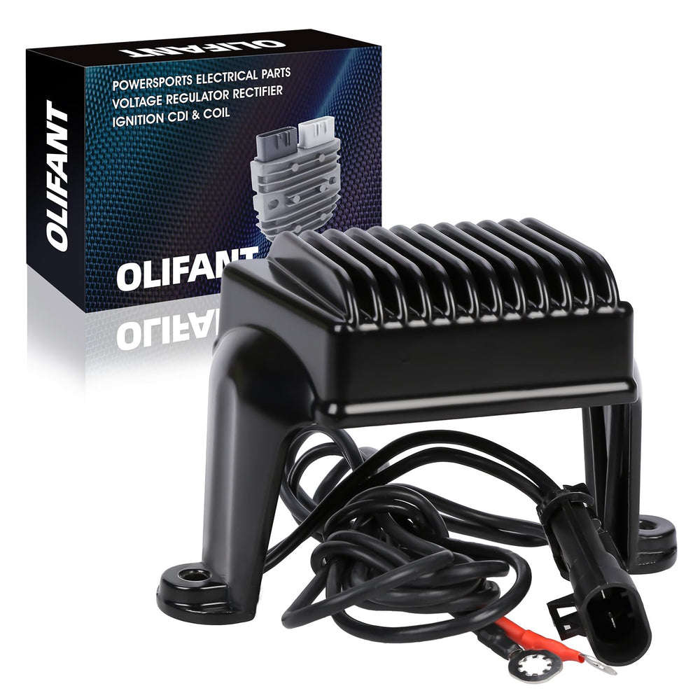 OLIFANT front view of regulator-rectifier showing mounting points and fitment benefit