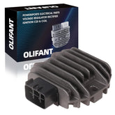 OLIFANT front view regulator-rectifier showing clean housing and fit benefits