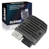 OLIFANT front view regulator rectifier showing mounting and cooling fins for reliable performance