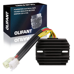 OLIFANT regulator rectifier front view showing mounting points and durable housing benefit