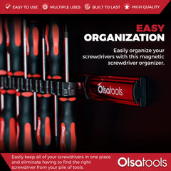 Olsa Tools close-up of neodymium magnets with foam protecting steel surfaces