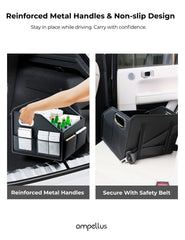 Ompellus metal handle detail for easy carrying benefit