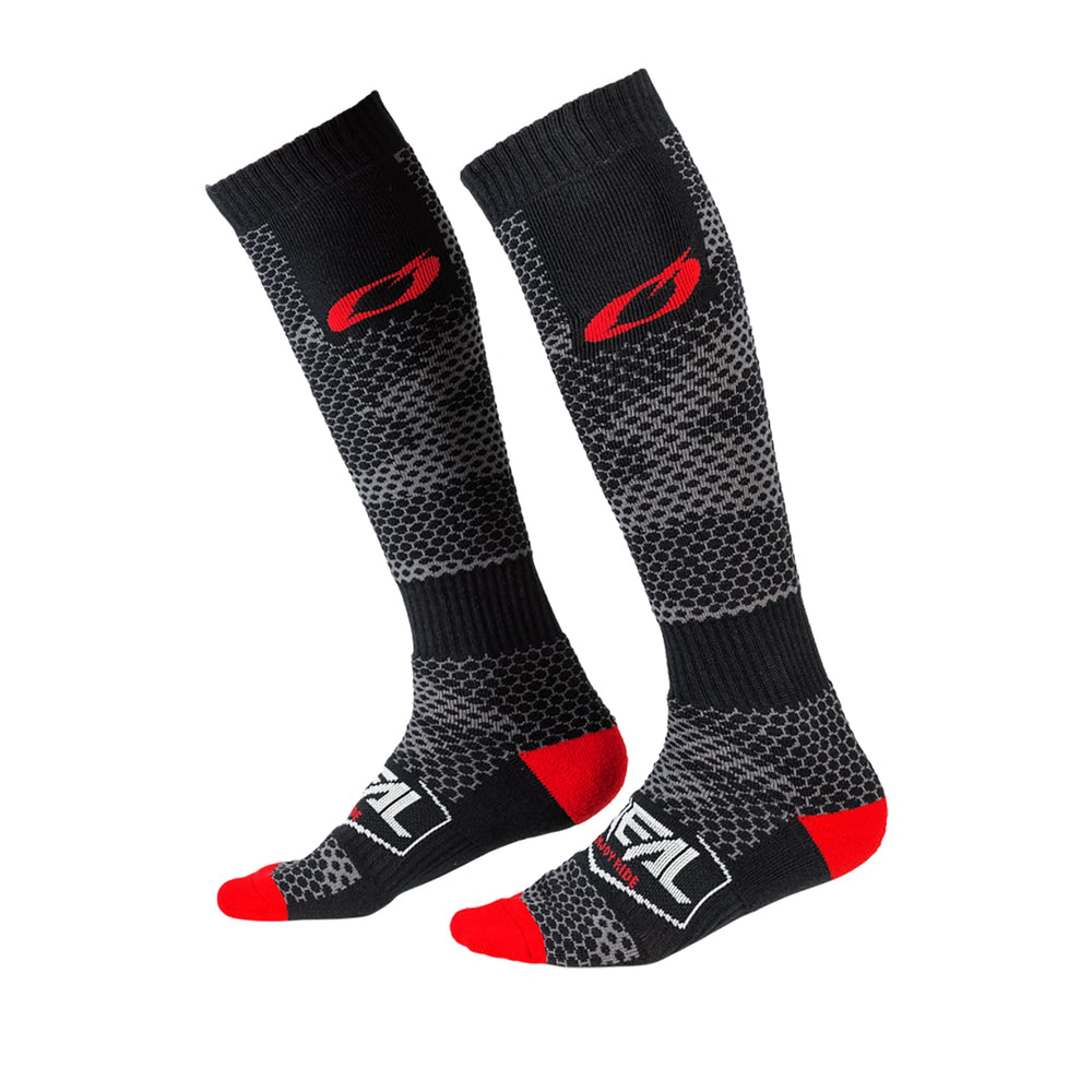 O'NEAL PRO MX Sock COVERT front view showing charcoal gray knee-high sock and logo, comfortable fit