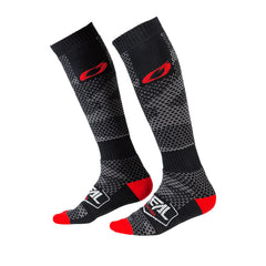 O'NEAL PRO MX Sock COVERT front view showing charcoal gray knee-high sock and logo, comfortable fit