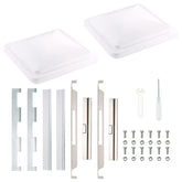 ONLTCO front view of white 14x14 vent cover showing clean fit benefit