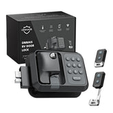 ONNAIS front view of installed lock showing robust metal handle and secure fit