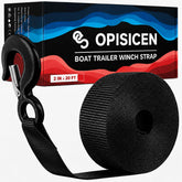 OPISICEN front view of packaged winch strap showing product and label benefits