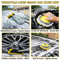 Opow chenille microfiber mop close-up, gentle cleaning for paint