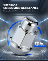 Orion Motor Tech chrome-plated lug nut detail highlighting corrosion resistance benefit