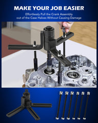 Orion Motor Tech crankshaft installer and adapters arranged for correct journal fit