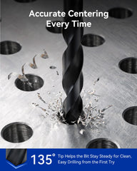 Orion Motor Tech drill bits close-up showing sharp 135° tips for clean drilling