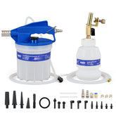 Orion Motor Tech front view of complete brake bleeder kit showing components and benefit of organized setup