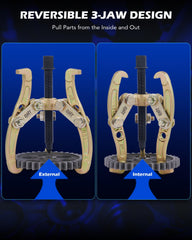 Orion Motor Tech puller used to remove an automotive pulley, demonstrating safe controlled extraction