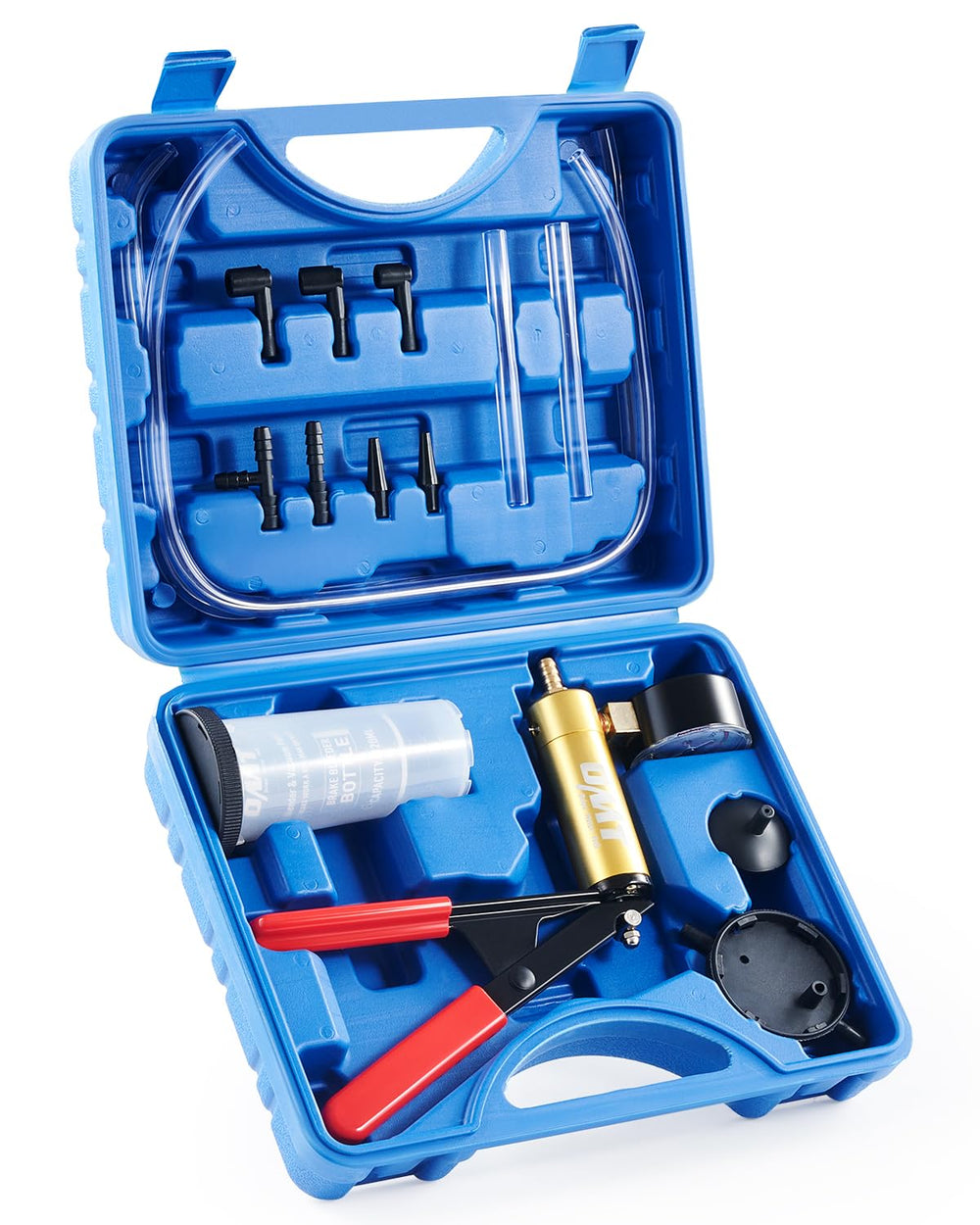 Orion Motor Tech pump front view showing compact anodized body and handle, durable and portable