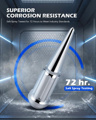 Orion Motor Tech side shot of spike lug nut emphasizing aggressive styling benefit