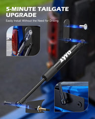 Orion Motor Tech tailgate assist beside ruler showing compact size and easy fitment