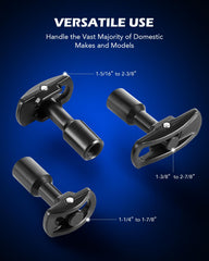 Orion Motor Tech four-point yoke with locknut close-up ensuring centered pulling accuracy