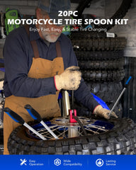 Orion Motor Tech close view of three 14.5-inch tire spoons, showing PVC grips for comfort