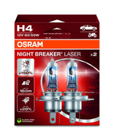 OSRAM NIGHT BREAKER LASER H4 front packaging showing product and benefits