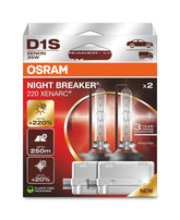 OSRAM box front view showing Xenarc Night Breaker 220 packaging and clear product ID benefit