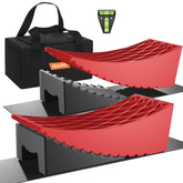 OULEME front view of red leveling blocks showing brand and stable design