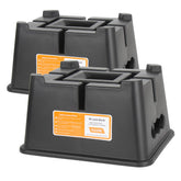 OULEME front view of two heavy duty jack blocks showing stable footprint benefit