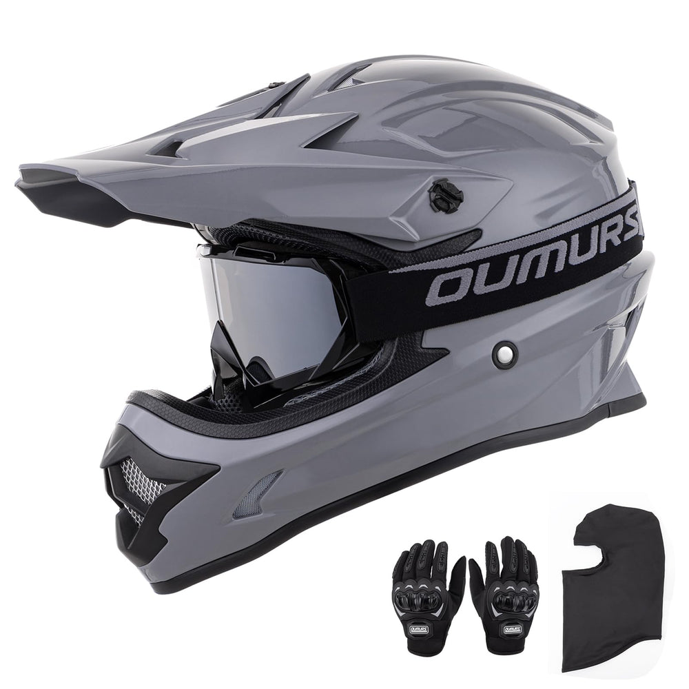 Oumurs helmet front profile showing full-face design and secure fit