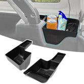 OUSUWO installed front view in Jeep Wrangler trunk showing neat storage and accessibility