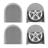 OutdoorLines front view of four gray tire covers showing full set protection
