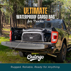 Outngo cargo bag loaded in a truck bed keeping gear dry and organized