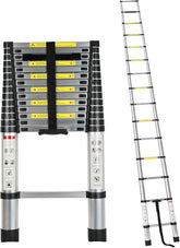 OUTPRIZE front view of extended ladder showing full height and reach benefit