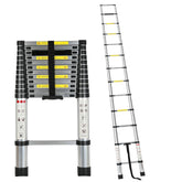 OUTPRIZE front view of ladder packaging showing compact portability and specs