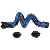 OUTPRIZE front view of 5ft sewer hose extension showing full length and fittings, durable and ready